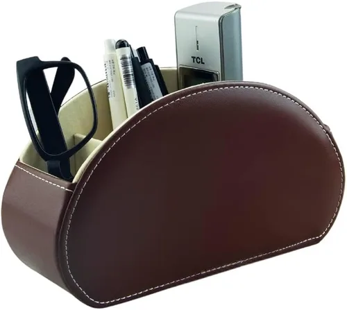 Miniatura 10 de Organizador de control remoto de piel con 5 compartimentos espaciosos