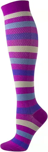 Medical Compression Socks For Women & Men Stripe Print 20-30Mmhg Knee High Socks Is Best Support For Running,Athletic,Sports