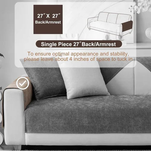 Miniatura 2 de Funda de Sofá de Felpa Suave Lavable, Antideslizante, Fundas de Sofá Seccional Mullidas para Sofá de 3 Cojines, Funda de Sofá en Forma de L