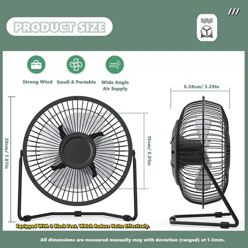 Miniatura 2 de Chchmu Ventilador USB de 6 pulgadas, mini ventilador de mesa USB de escritorio, ventilador de refrigeración de escritorio portátil alimentado por