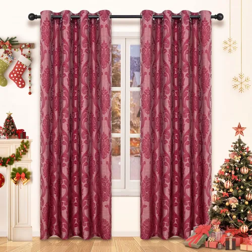 Miniatura 11 de NAPEARL - Cortinas de damasco marrón: cortinas de lujo para sala de estar, cortinas de jacquard para decoración del hogar, cortina marrón victoriana