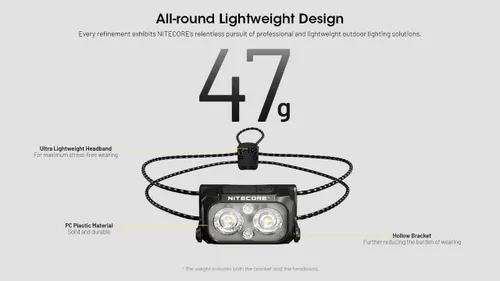 Miniatura 3 de Nitecore NU25 MCT UL Linterna frontal ultraligera de 400 lúmenes, recargable USB-C para mochilero, camping y running
