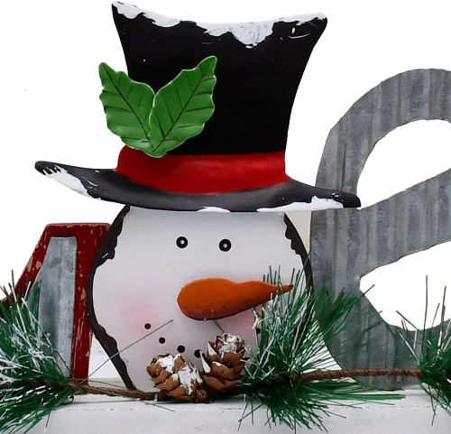 Miniatura 6 de Letrero de madera de Navidad con texto en inglés "Believe Merry Christmas", decoración rústica de muñeco de nieve para el hogar, letrero rústico