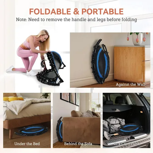 Miniatura 3 de Trampolín de fitness plegable de 40/48 pulgadas, mango de espuma ajustable, rebote silencioso y estable para gimnasio en casa, niños y adultos