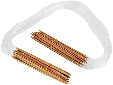 Miniatura 8 de Juego de agujas de tejer circulares de bambú, 18 tamaños, 0.079-0.394 in, 31.5 pulgadas de largo, tubo flexible para principiantes
