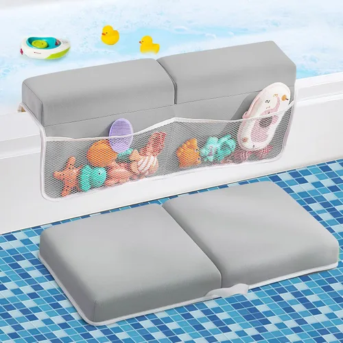 Juego de almohadillas de baño para rodillas y codos, gruesa y suave de secado rápido para el baño del bebé, espuma viscoelástica con organizador de