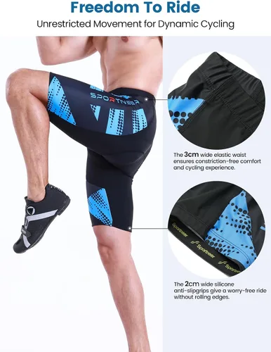 Miniatura 38 de Sportneer Pantalones cortos de ciclismo acolchados para hombre, acolchado 4D, pantalones cortos de ciclismo para hombre, transpirables y absorbentes