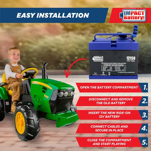Miniatura 6 de Batería de repuesto de 12V para Peg Perego, juguetes de montar de John Deere
