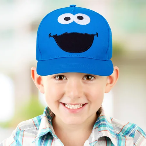 Miniatura 4 de Sesame Street Gorra de béisbol de algodón para niños pequeños - Elmo, Cookie Monster, Big Bird, Oscar The Grouch, Monstruo galleta
