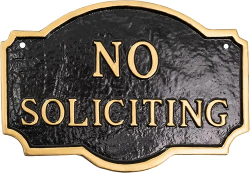 Miniatura 6 de Placa estándar Montague No Soliciting de 10" x 15" - Blanco/Negro