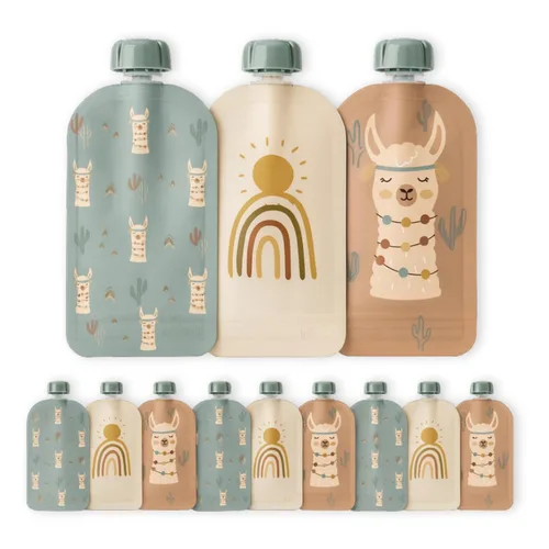 Miniatura 10 de Hippypotamus Bolsas reutilizables de comida para bebés para niños pequeños, sin BPA, aptas para lavavajillas y congelador, recipientes de comida