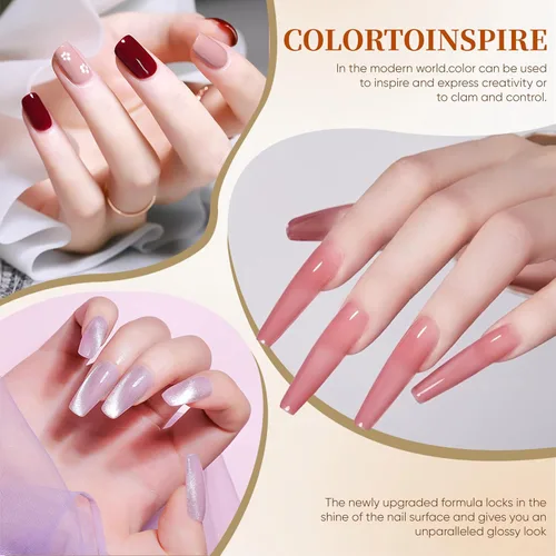 Miniatura 5 de Kit de esmalte de uñas de gel con lámpara de uñas UV, kit de uñas de gel para remojar, base y capa superior, juego de herramientas para uñas