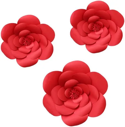 Miniatura 11 de N/C 3 piezas de flores de papel para fiesta, flores de papel para fondo de boda, decoración DIY hecha a mano para fondo de boda, decoración de pared