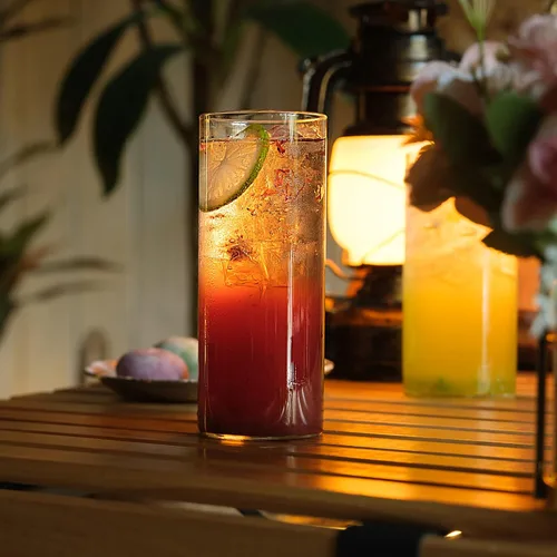 Miniatura 6 de LUXU Vasos para beber de 12 onzas, juego de 4 vasos altos finos, cristalería de bar elegante para agua, jugo, cerveza, bebidas y cócteles y bebidas