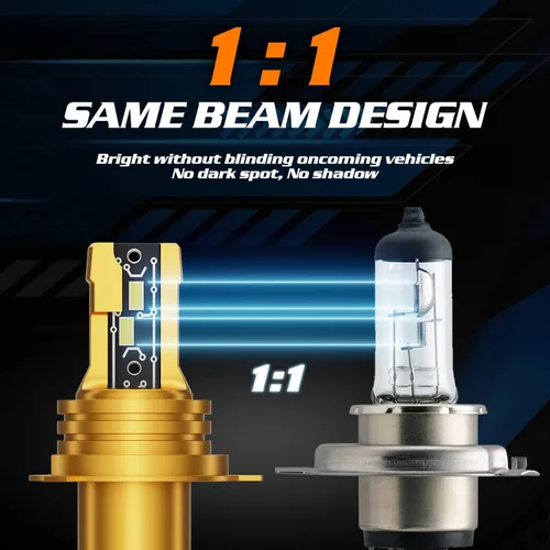 Miniatura 3 de M-AUTO Bombillas LED H4, 3600 lm por juego, 6500 K, color blanco frío para maletero de coche, motocicleta, haz alto y bajo, Plug and Play, paquete