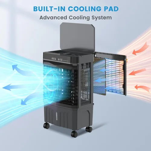 Miniatura 7 de Zynkez Enfriador portátil de pantano de 1800CFM para interiores y exteriores, enfriador de aire evaporativo 3 en 1 con tanque de agua de 5.3