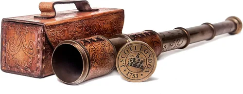 Miniatura 11 de Telescopio de Regimiento Scout de Latón Macizo con Estuche de Almacenamiento de Madera Dura, Óptica de Vidrio de Calidad Fina