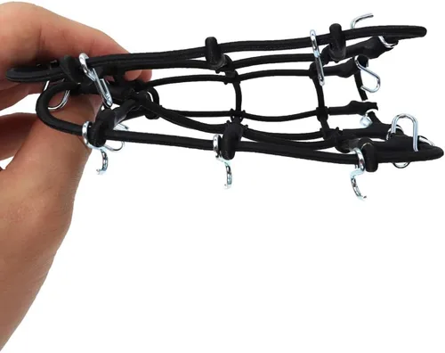 Miniatura 3 de Red de equipaje elástica 1/10 RC 7.5x4.7 in con ganchos para 1:10th RC Crawler Rock Climbing Truck Car D90 TRX4 Roof Rack (negro)