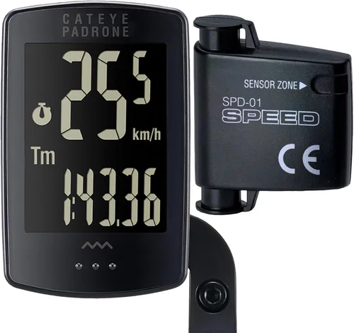 Miniatura 10 de CATEYE Computadora Inalámbrica para Bicicleta Padrone – Ciclocomputadora con Pantalla de Gran Tamaño, Velocímetro y Odómetro Inalámbricos, Montaje