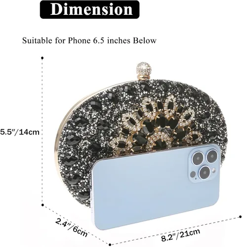 Miniatura 2 de COAIMANEY Bolso de mano brillante con purpurina para mujer bolso de noche bolso de hombro para boda fiesta de graduación