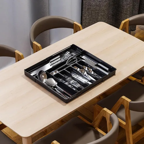 Miniatura 8 de Organizadores expandibles de cubiertos para cajones de cocina, gran organizador de cubiertos sin BPA para cajones, organizador de utensilios