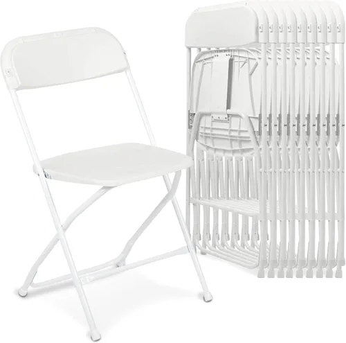 Miniatura 10 de Paquete de 4 sillas plegables, sillas plegables blancas duraderas, sillas plegables de metal resistentes