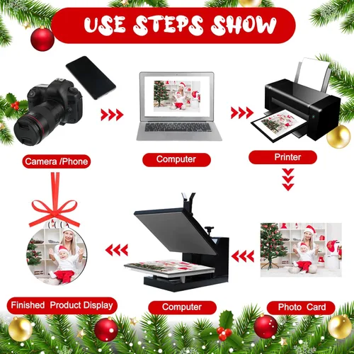 Miniatura 4 de 30 piezas de sublimación de Navidad en blanco de sublimación de doble cara MDF transferencia de calor en blanco colgantes personalizados de Navidad