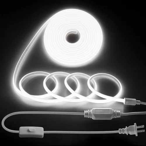 Miniatura 12 de COB Tira de Luces LED de 10 Pies 6000K Luz Diurna Blanca CA 110V-120V Luces de Cuerda LED Exterior Impermeable IP65 Alta Densidad 288LEDs/M Tira
