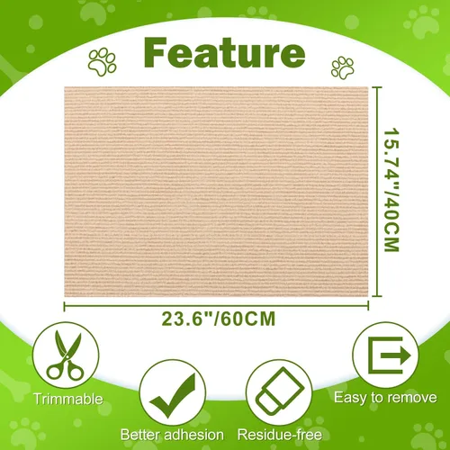Miniatura 7 de ENONCI Protector de esquina de pared de sofá de 23.6 x 15.8 pulgadas para gatos de interior, protector de muebles antiarañazos contra arañazos