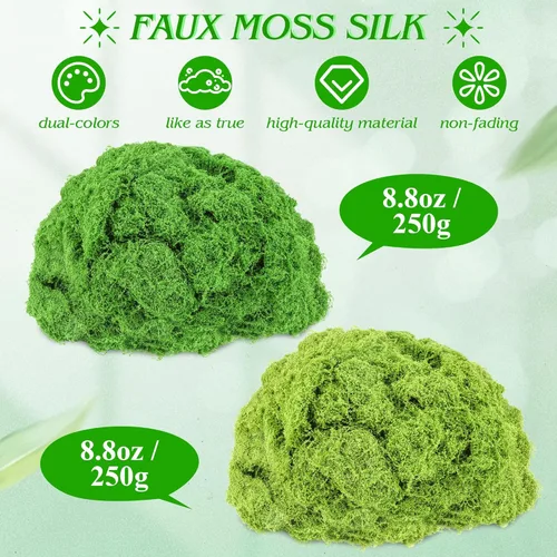 Miniatura 2 de Widspeed - Musgo verde falso de 17.6 onzas para manualidades, musgo sintético artificial para plantas en interiores y exteriores, bricolaje