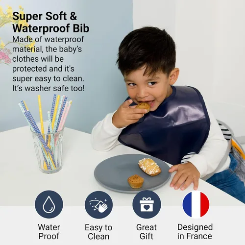 Miniatura 2 de BabyToLove Set of 2 Bibs Soft & Waterproof with a Hook & Loop Closure Infant & Toddler Mealtimes