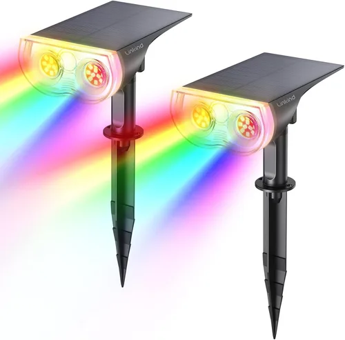 Miniatura 12 de Linkind - Paquete de 2 focos solares para el atardecer hasta el amanecer, luces solares para jardín con 16 LEDs, de luz blanca cálida de 3000 K