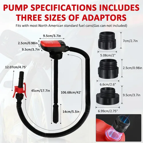 Miniatura 5 de Bomba de transferencia de combustible Aoteda alimentada por batería con sensor de parada automática, protección contra fugas (2.4 GPM), manguera