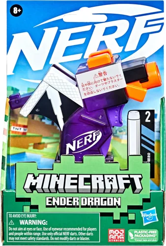 Miniatura 3 de Nerf MicroShots Minecraft Ender Dragon Mini Blaster, diseño de Minecraft Dragon Mob, incluye 2 dardos oficiales de élite, mango de cebado