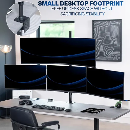 Miniatura 7 de VIVO Soporte de escritorio extra alto para monitor cuádruple para ultraanchos de hasta 49 pulgadas en el soporte superior y pantallas de 27 pulgadas