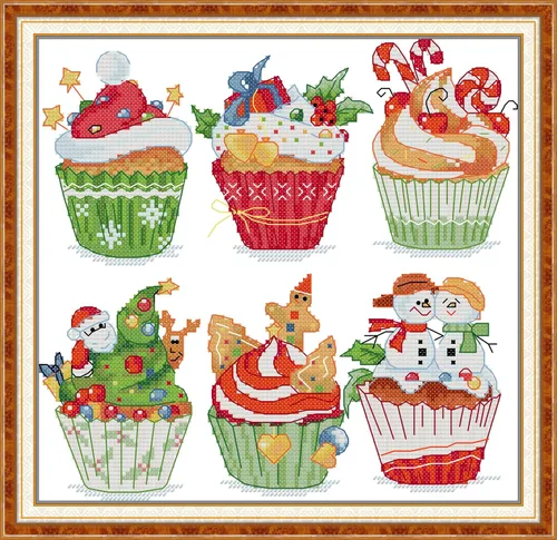 Miniatura 22 de Howie's Needlepoint Kits de punto de cruz, kits de bordado de patrón navideño preimpreso de 14 quilates, gama completa de kits de costura