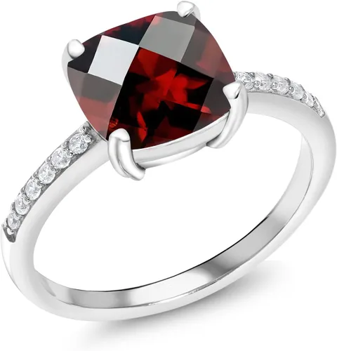 Miniatura 15 de Gem Stone King Anillo de compromiso de plata de ley 925 con piedra preciosa de corte cojín de 0.315 in Anillo de compromiso de aniversario de boda