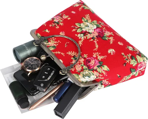Miniatura 2 de Abuyall Bolso floral con asa superior, bolso de noche Kiss Lock para mujer, bolso vintage