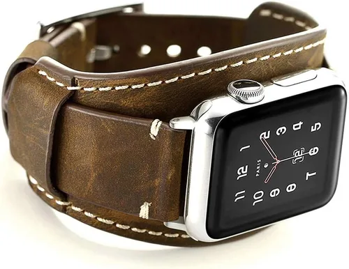 Miniatura 10 de Correa compatible con Apple Watch de 49/46/45/44mm/42mm (Series 3 2 1), pulsera de cuero genuino Crazy Horse Compatible con iWatch Ultra/Ultra2