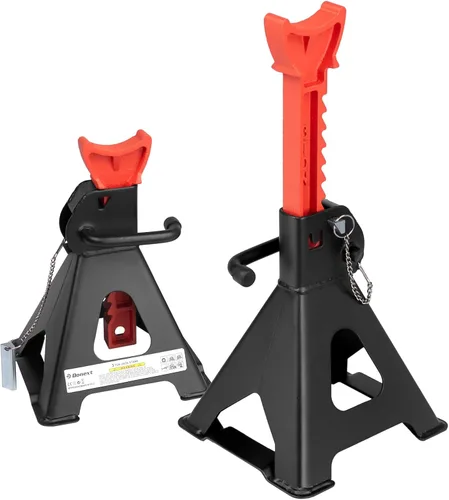 Miniatura 11 de Jack Stands 3 toneladas (6,500 lb) de acero de capacidad, 1 par de soportes de elevación rojos ajustables
