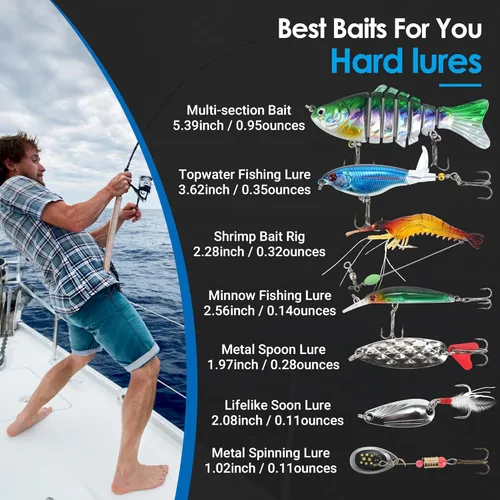 Miniatura 3 de Kit de Caja de Señuelos y Anzuelos de Pesca SMMYMGF, Equipo y Accesorios para Pesca de Agua Salada y Dulce, Incluyendo Señuelo Bionic Swimbait, Caja