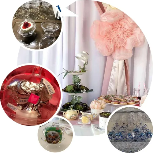 Miniatura 3 de Efavormart - Paquete de 12 soportes transparentes para cupcakes de 3 pulgadas, soporte de placa de exhibición de dulces con cúpula para bodas
