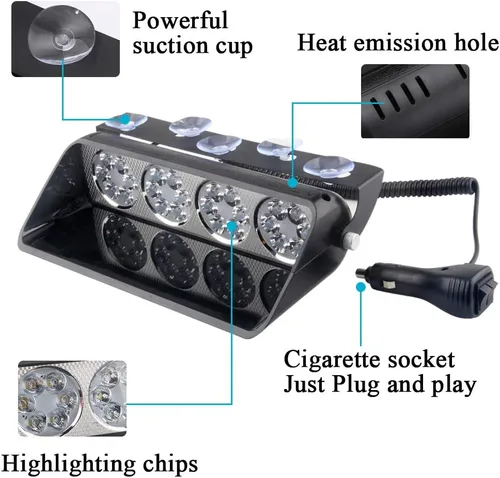Miniatura 3 de 24 LED 9.5 pulgadas ámbar asesor de tráfico barra de luces estroboscópicas con 18 patrones de flash LED de aplicación de la ley luz de advertencia