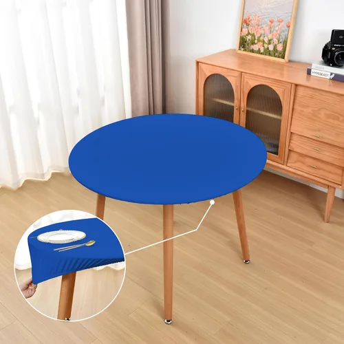 Miniatura 23 de Mantel ajustado blanco con elástico para mesas plegables de 48x48 pulgadas, manteles lavables y elásticos de elastano para mesas de cartas, manteles