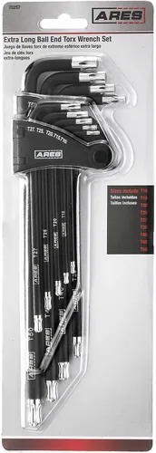Miniatura 8 de ARES 70257 - Juego de llaves en L Torx de extremo de bola extra largo - Juego de 9 piezas incluye tamaños T10-T50 - Revestimiento negro texturizado