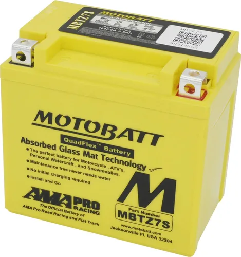 MotoBatt Batería AGM sellada MBTZ7S de 12 voltios y 6.7 Ah sin mantenimiento