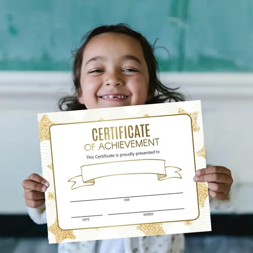Miniatura 2 de 25 Gold Stars Award Certificates - Certificado de Logro - Certificados de estudiante del mes para estudiantes, ceremonia de graduación escolar