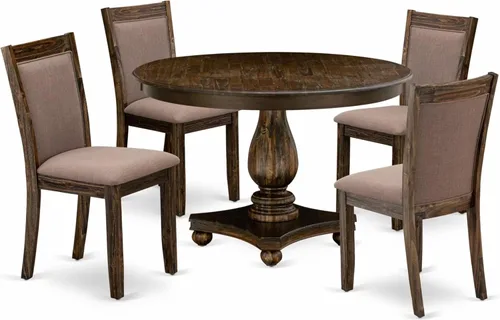 Miniatura 17 de East West Furniture F2MZ7-748 - Juego de mesa y sillas de cocina de 7 piezas que consta de una mesa redonda de comedor con pedestal y 6 sillas