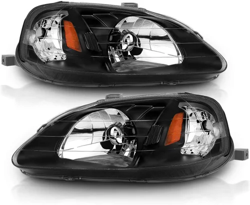 Miniatura 5 de AmeriLite - Juego de faros delanteros de repuesto en negro para Honda Civic 99-00, lado del conductor y del pasajero