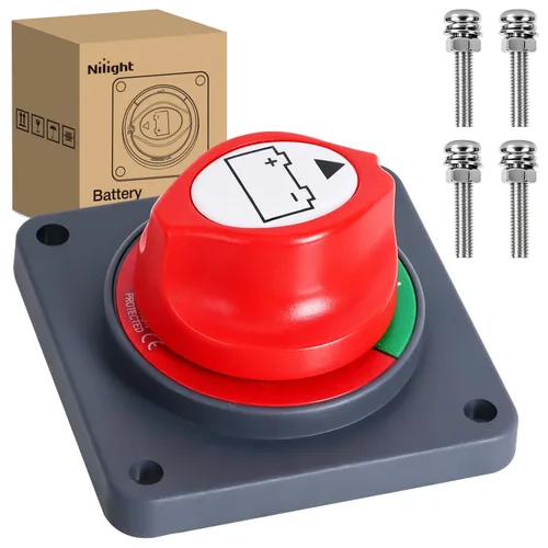Miniatura 29 de Nilight Battery Disconnect Switch with Waterproof Key and Cover 12V 24V On Off Battery Master Isolator Cut Off Power Kill Switch for Car Marine Boat